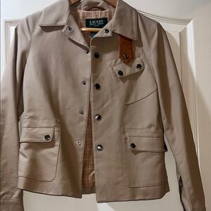 Vintage Ralph Lauren Petite Equestrian Barn Jacket with 100% Leather Trim